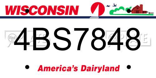 4BS7848 Wisconsin License Plate
