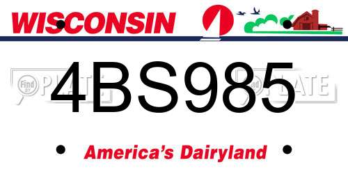 4BS985 Wisconsin License Plate