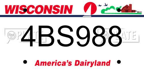 4BS988 Wisconsin License Plate