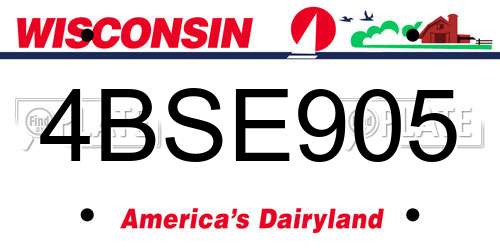 4BSE905 Wisconsin License Plate