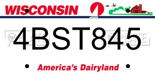 4BST845 Wisconsin License Plate