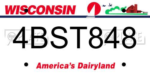 4BST848 Wisconsin License Plate