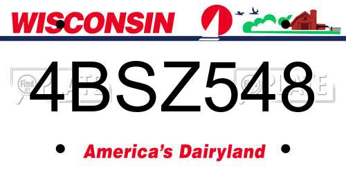 4BSZ548 Wisconsin License Plate