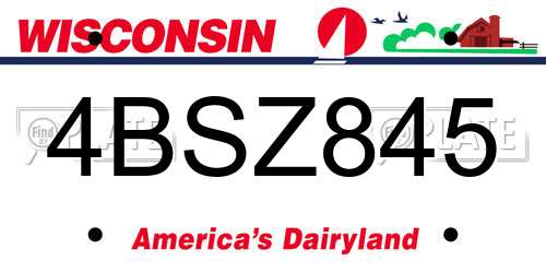 4BSZ845 Wisconsin License Plate