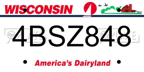 4BSZ848 Wisconsin License Plate