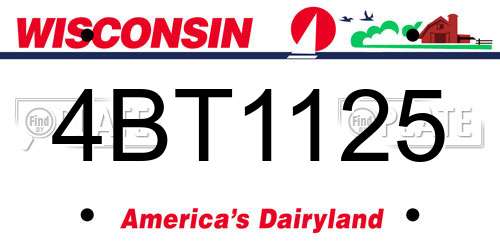 4BT1125 Wisconsin License Plate