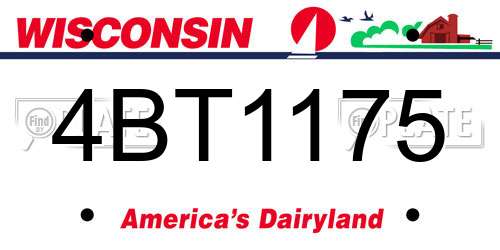 4BT1175 Wisconsin License Plate