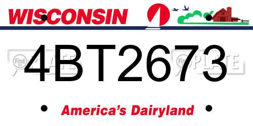 4BT2673 Wisconsin License Plate