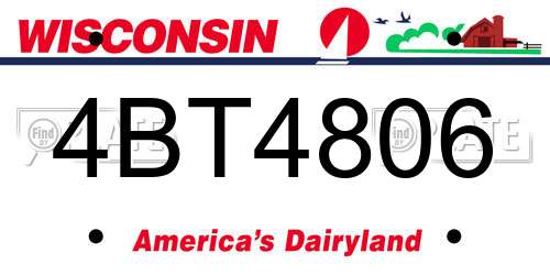 4BT4806 Wisconsin License Plate