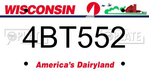 4BT552 Wisconsin License Plate
