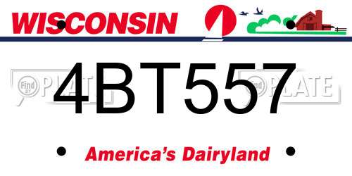 4BT557 Wisconsin License Plate