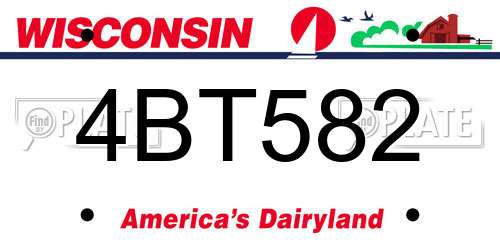4BT582 Wisconsin License Plate