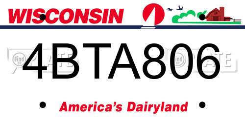 4BTA806 Wisconsin License Plate