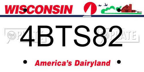 4BTS82 Wisconsin License Plate