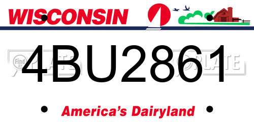 4BU2861 Wisconsin License Plate