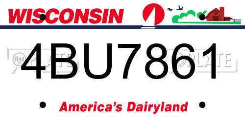 4BU7861 Wisconsin License Plate