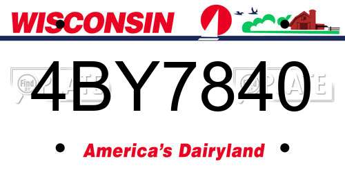 4BY7840 Wisconsin License Plate