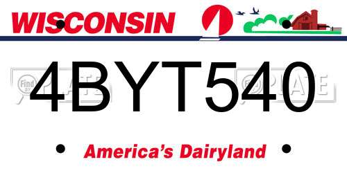 4BYT540 Wisconsin License Plate