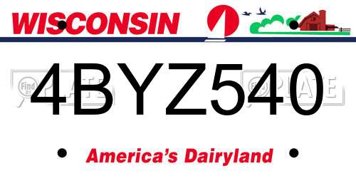 4BYZ540 Wisconsin License Plate