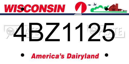 4BZ1125 Wisconsin License Plate