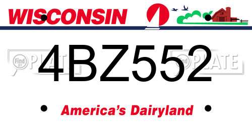 4BZ552 Wisconsin License Plate