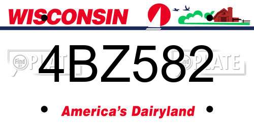 4BZ582 Wisconsin License Plate