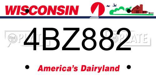 4BZ882 Wisconsin License Plate