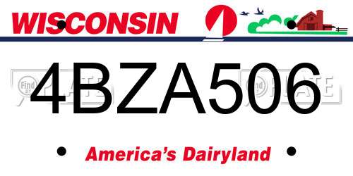 4BZA506 Wisconsin License Plate