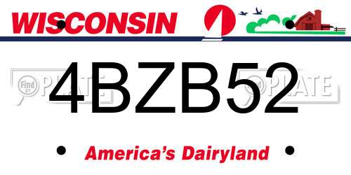 4BZB52 Wisconsin License Plate