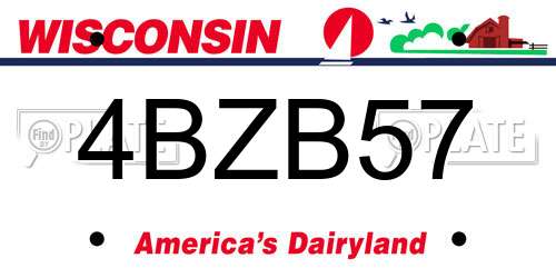 4BZB57 Wisconsin License Plate