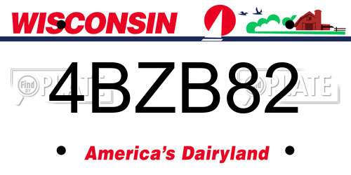 4BZB82 Wisconsin License Plate