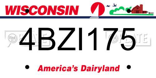 4BZI175 Wisconsin License Plate