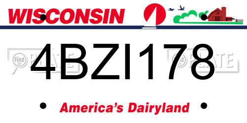 4BZI178 Wisconsin License Plate