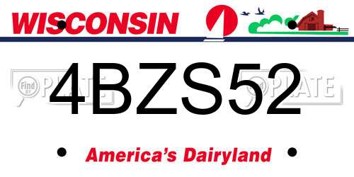 4BZS52 Wisconsin License Plate