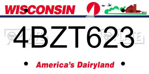 4BZT623 Wisconsin License Plate