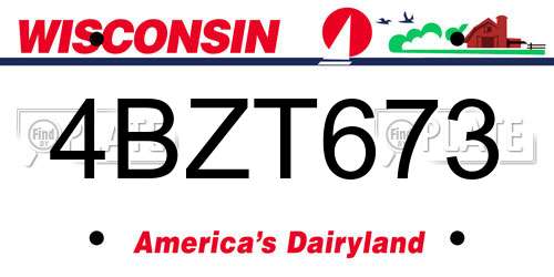 4BZT673 Wisconsin License Plate