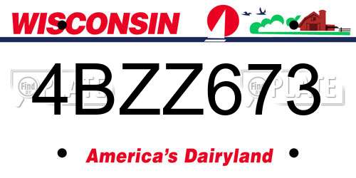 4BZZ673 Wisconsin License Plate