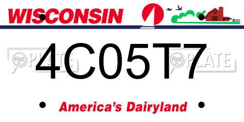 4C05T7 Wisconsin License Plate
