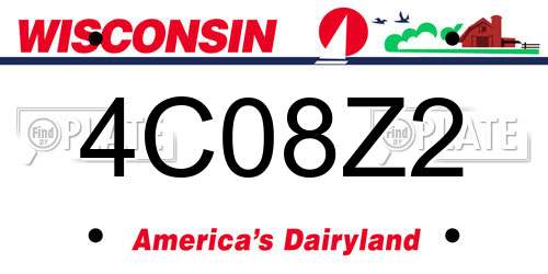 4C08Z2 Wisconsin License Plate