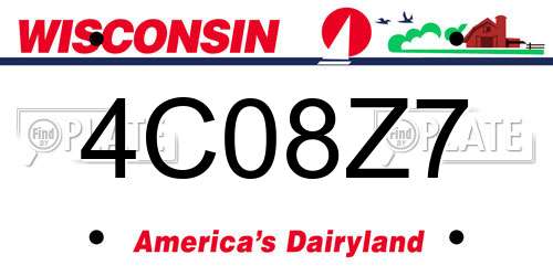 4C08Z7 Wisconsin License Plate