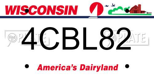 4CBL82 Wisconsin License Plate