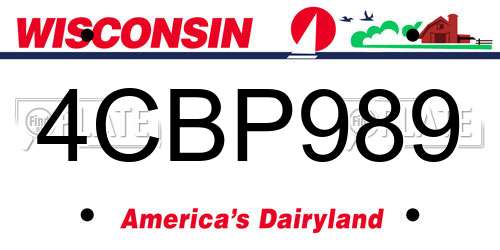 4CBP989 Wisconsin License Plate