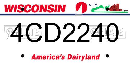 4CD2240 Wisconsin License Plate