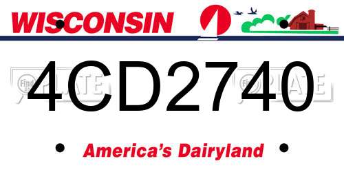4CD2740 Wisconsin License Plate