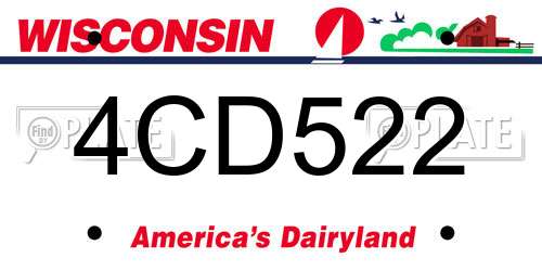 4CD522 Wisconsin License Plate