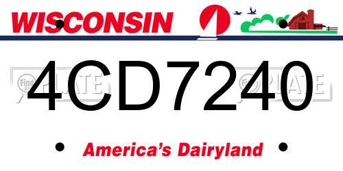4CD7240 Wisconsin License Plate