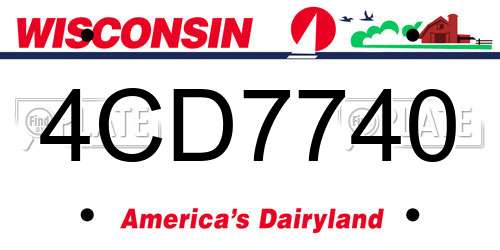 4CD7740 Wisconsin License Plate
