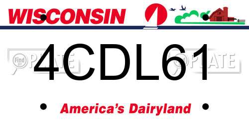 4CDL61 Wisconsin License Plate