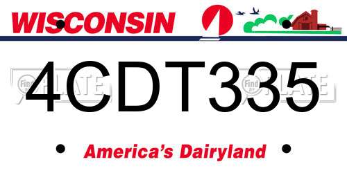 4CDT335 Wisconsin License Plate