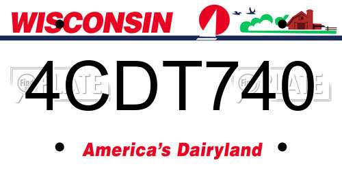 4CDT740 Wisconsin License Plate